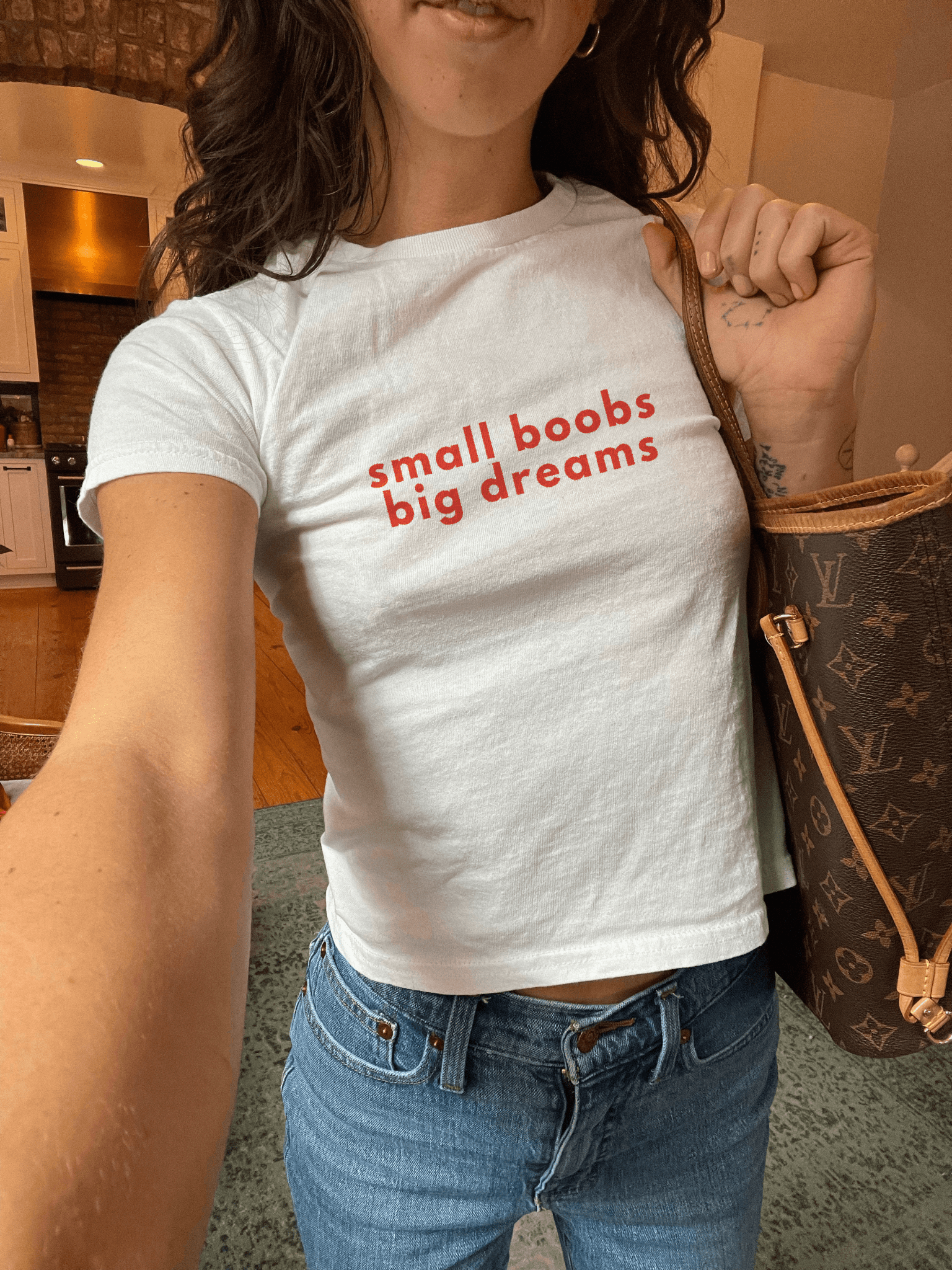 Small Boobs, Big Dreams | Baby Tee - The Meow Meow Club